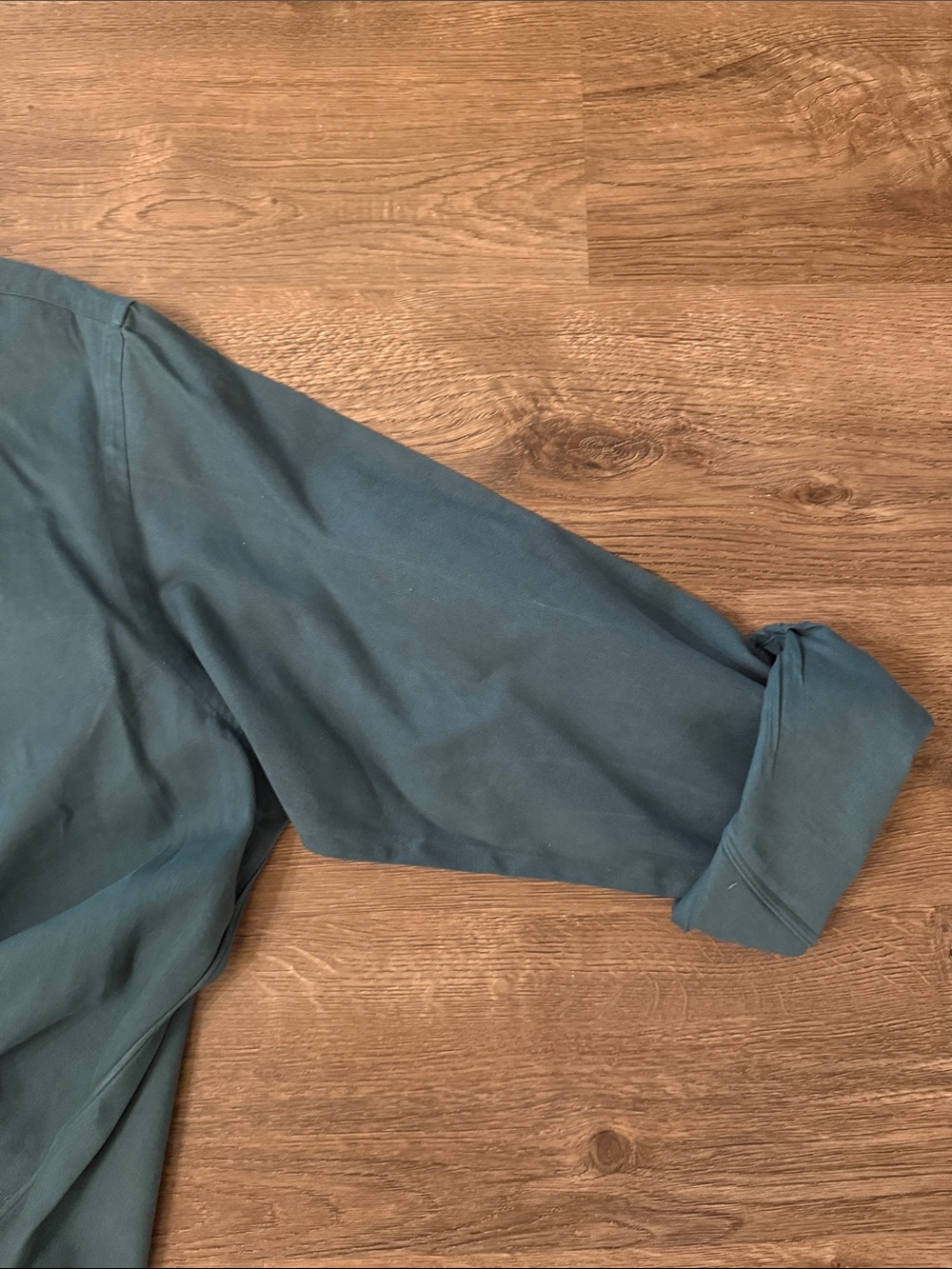 Upcycled Ralph Lauren Dark Green Ruffle Collar Button-Down Shirt Size Large - Picture 5 of 9